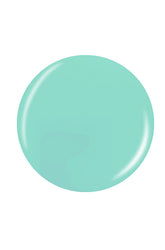 Minty aqua green button nail lacquer sample color swatch in white color setting